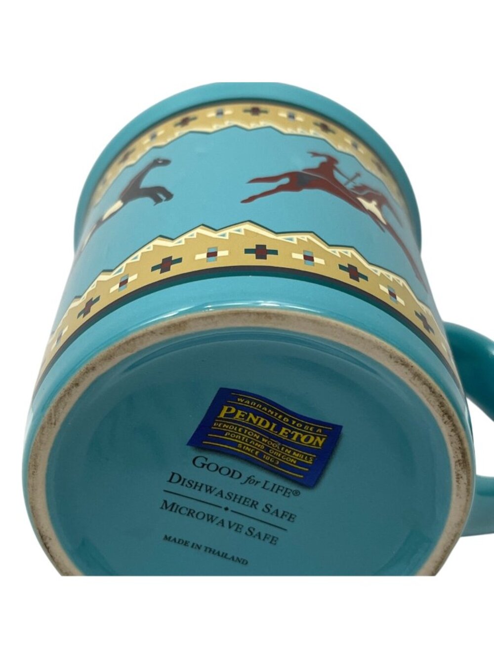 Pendleton Ceramic Mug With Native American Horse Design Teal Dishwasher 65h - Picture 7 of 7